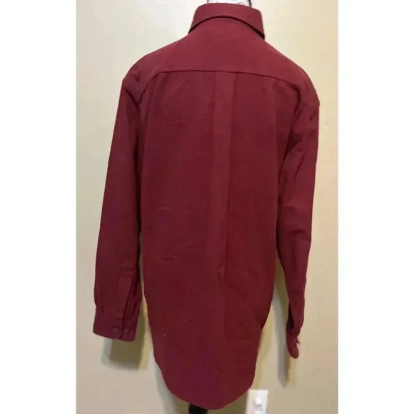 Vintage LL Bean Shirt Mens Large Dark Red Flannel Chamois Heavy Cloth Button Up - Picture 6 of 7